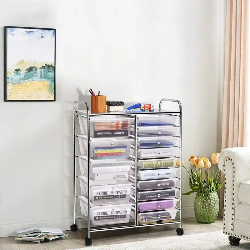 15 Drawer Storage Drawer Cart - 14.5D x 25W x 34.5H