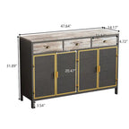 48 Wide 4 Doors Modern Sideboard with 3 Top Drawers