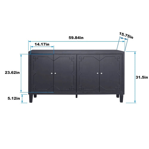 Accent Cabinet 4 Door Wooden Cabinet Sideboard Buffet Storage Cabinet