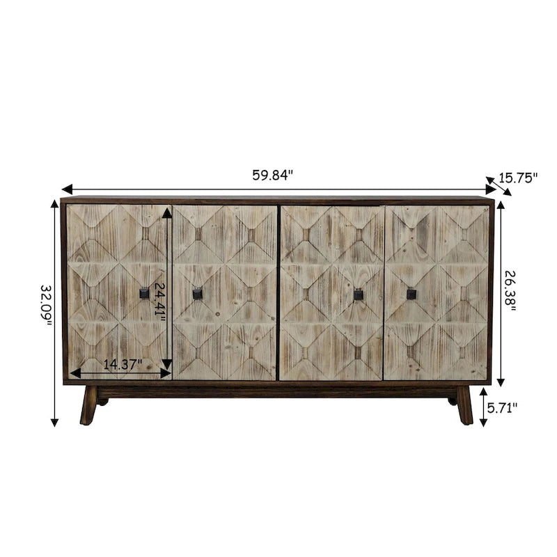 59.844 Doors Vintage Sideboard,Freestanding Sideboard Storage Cabinet