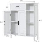 Floor Storage Cabinet with Doors and Shelves - 11.8D x 29.5W x 31.6H