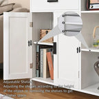 Floor Storage Cabinet with Doors and Shelves - 11.8D x 29.5W x 31.6H