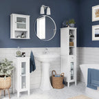 RiverRidge Prescott Single Door Narrow Bathroom and Laundry Storage Cabinet and Organizer with Adjustable Shelves - White