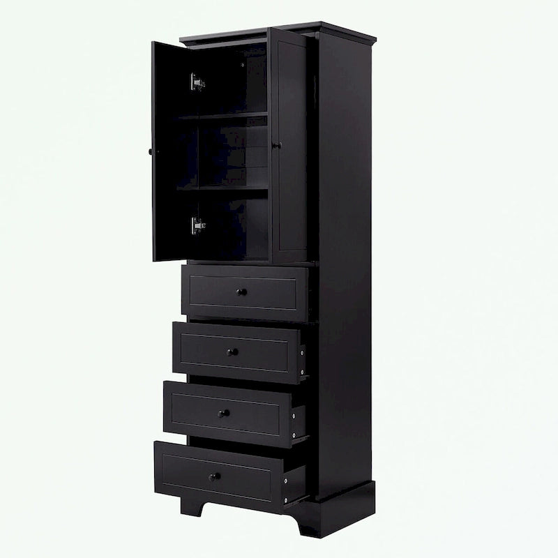 Bathroom Storage Cabinet with 2 Doors and 4 Drawers