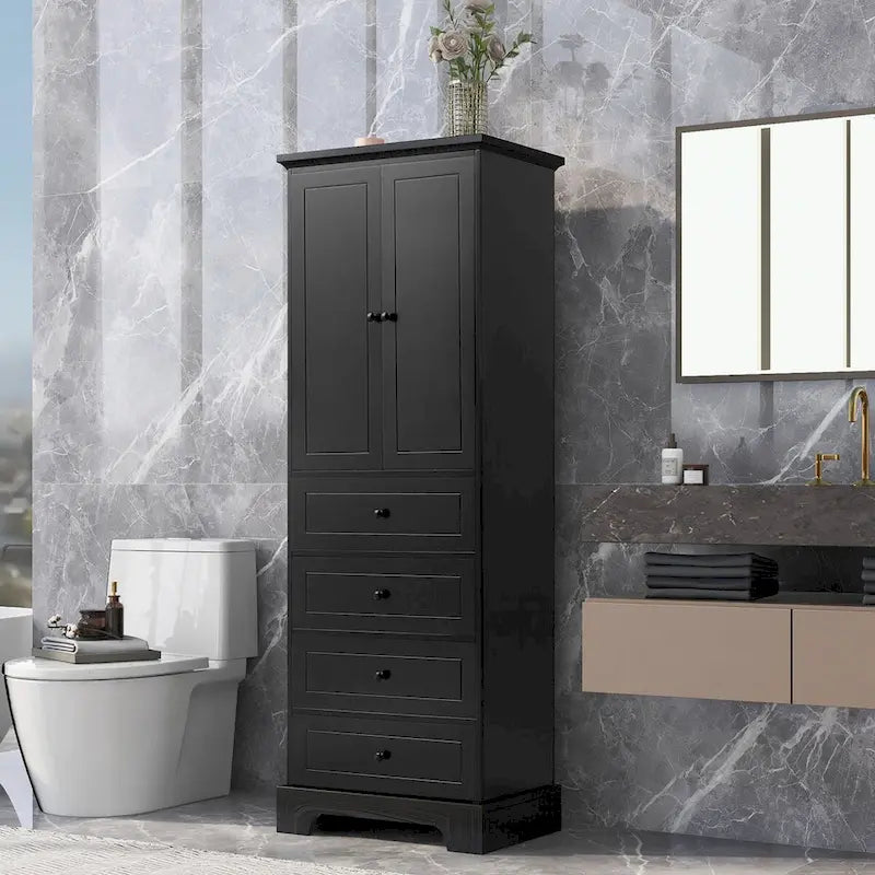 Bathroom Storage Cabinet with 2 Doors and 4 Drawers