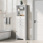 10 in. W x 22 in. D x 68.3 in. H White MDF Linen Cabinet with 3 Drawers and Adjustable Shelves