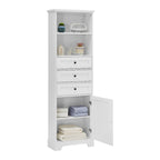 10 in. W x 22 in. D x 68.3 in. H White MDF Linen Cabinet with 3 Drawers and Adjustable Shelves