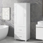 Tall Freestanding Bathroom Storage Cabinet with Two Drawers and Adjustable Shelf