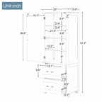 Tall Freestanding Bathroom Storage Cabinet with Two Drawers and Adjustable Shelf