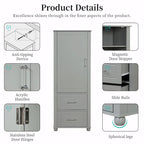 Tall Freestanding Bathroom Storage Cabinet with Two Drawers and Adjustable Shelf