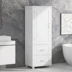 Tall Freestanding Bathroom Storage Cabinet with Two Drawers and Adjustable Shelf