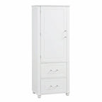 Tall Freestanding Bathroom Storage Cabinet with Two Drawers and Adjustable Shelf