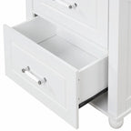 Tall Freestanding Bathroom Storage Cabinet with Two Drawers and Adjustable Shelf