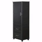 Tall Freestanding Bathroom Storage Cabinet with Two Drawers and Adjustable Shelf
