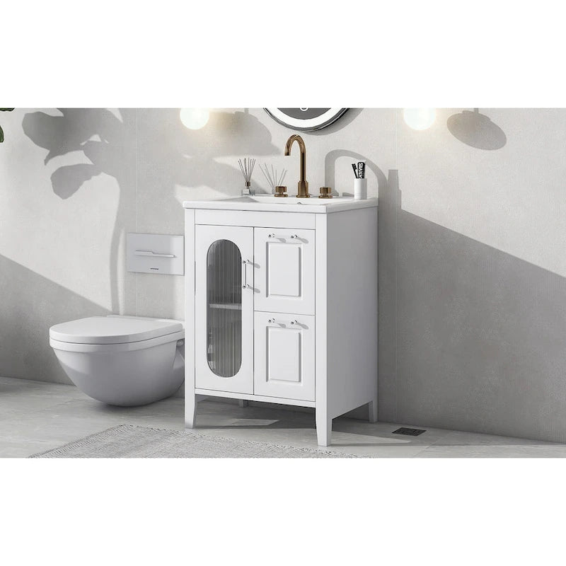 Bathroom Vanity Cabinet with Two Drawers and Door