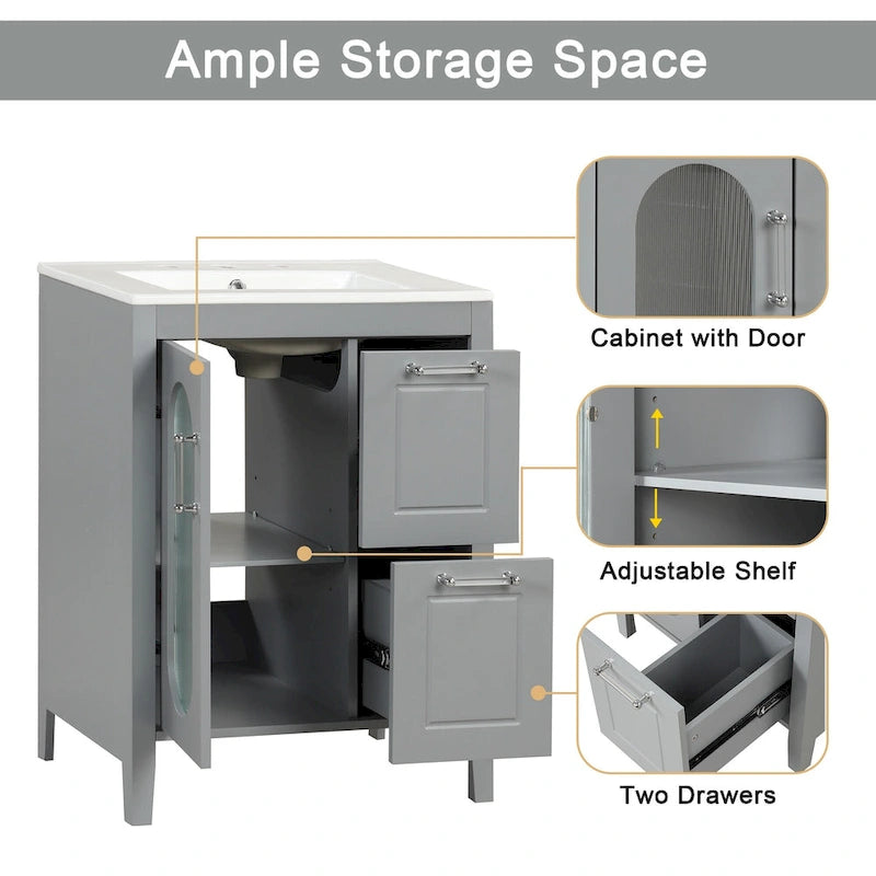 Bathroom Vanity Cabinet with Two Drawers and Door