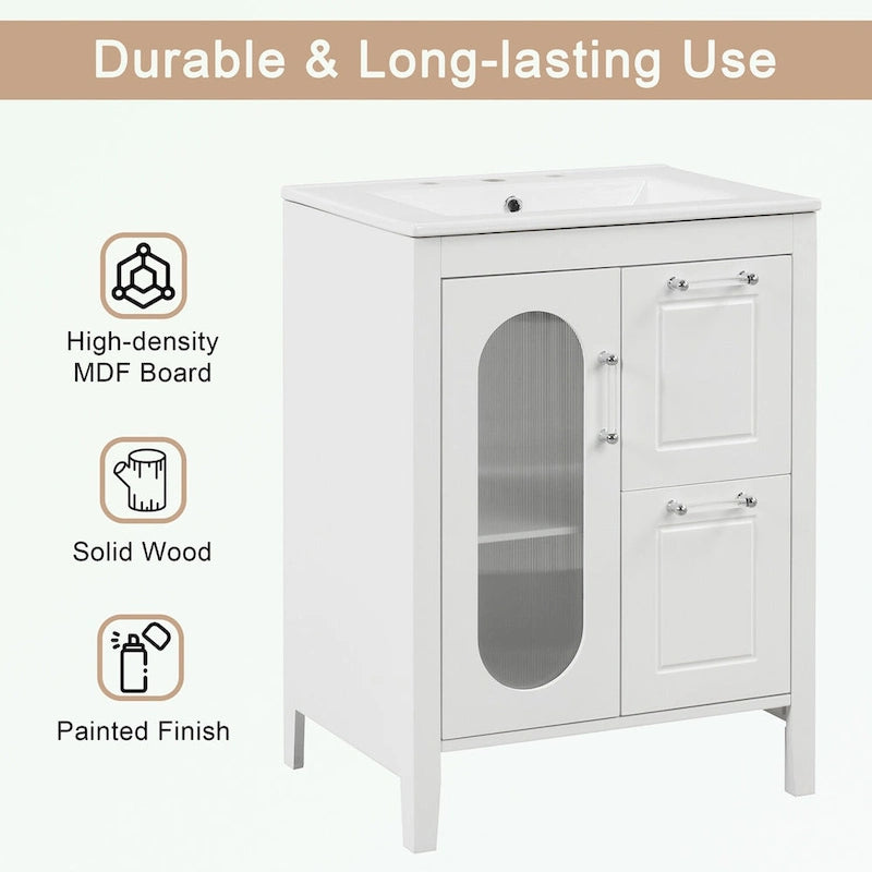 Bathroom Vanity Cabinet with Two Drawers and Door