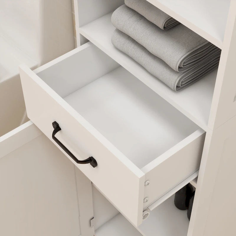 64.96 in. H White Double Door Slim Floor Standing Cabinet