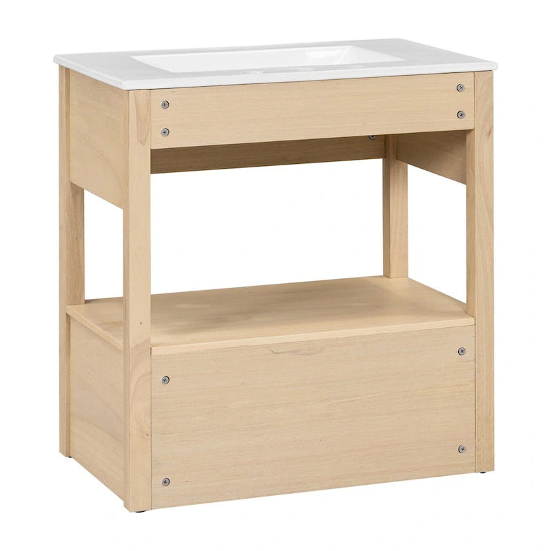 Bathroom Cabinet with Open Storage Shelf and Two Drawers
