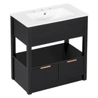 Bathroom Cabinet with Open Storage Shelf and Two Drawers