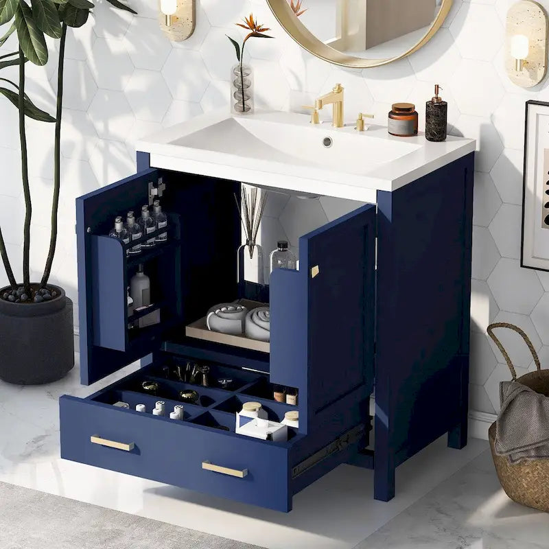 Bathroom Storage Cabinet with 2 Doors and a Drawer