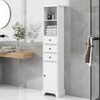 Tall Bathroom Cabinet, Freestanding Storage Cabinet with 3 Drawers and Adjustable Shelf