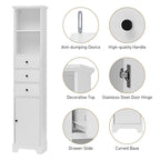 Tall Bathroom Cabinet, Freestanding Storage Cabinet with 3 Drawers and Adjustable Shelf