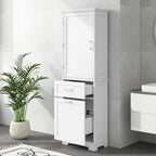 Freestanding Storage Cabinet with Drawers and Adjustable Shelf
