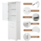 Freestanding Storage Cabinet with Drawers and Adjustable Shelf