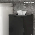 HOMCOM Toilet Paper Cabinet, Small Bathroom Corner Floor Cabinet with Doors and Shelves, Thin Storage Bathroom Organizer