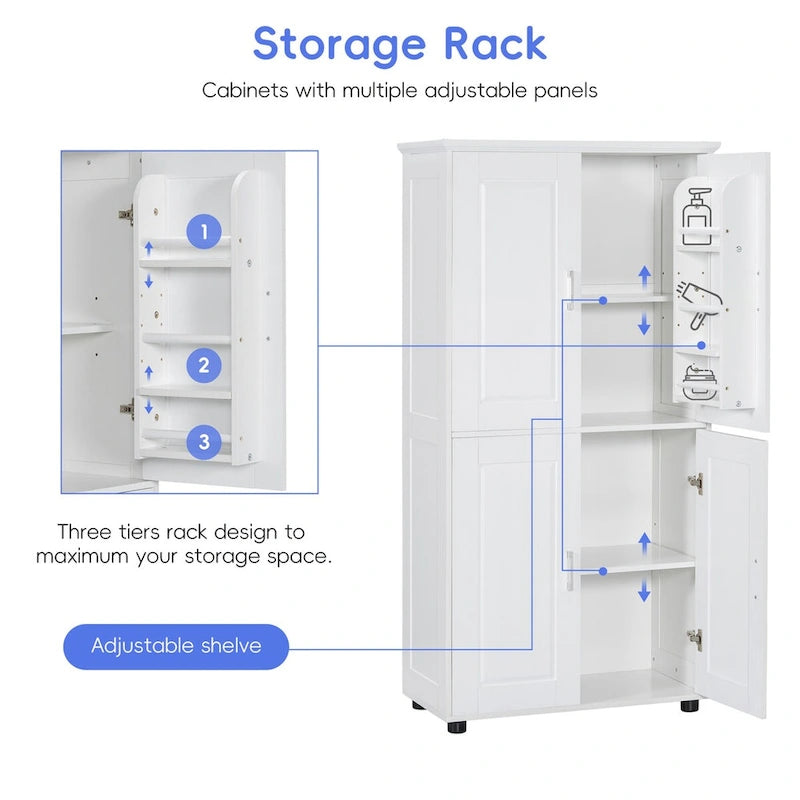 Tall and Wide Bathroom Floor Storage Cabinet