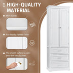 Freestanding Storage Cabinet with Two Doors, 3 Drawers, and Adjustable Shelves