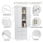 Freestanding Storage Cabinet with Two Doors, 3 Drawers, and Adjustable Shelves
