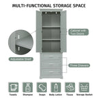 Freestanding Storage Cabinet with Two Doors, 3 Drawers, and Adjustable Shelves