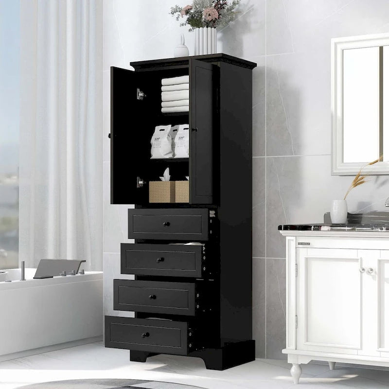 Storage Cabinet with 2 Doors and 4 Drawers