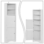Modern Wooden Corner Tall Bathroom Storage Cabinet with Metal Handles