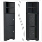 Modern Wooden Corner Tall Bathroom Storage Cabinet with Metal Handles
