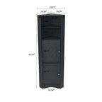Modern Wooden Corner Tall Bathroom Storage Cabinet with Metal Handles