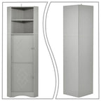 Modern Wooden Corner Tall Bathroom Storage Cabinet with Metal Handles