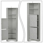 Modern Wooden Corner Tall Bathroom Storage Cabinet with Metal Handles