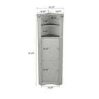 Modern Wooden Corner Tall Bathroom Storage Cabinet with Metal Handles
