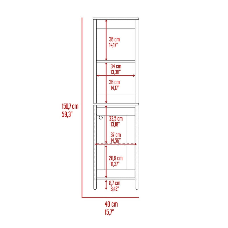 Bathroom Floor Cabinet,Bathroom Storage Cabinet,Two Interior Shelves,Two Open Shelves,Single Door