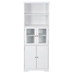 Tall Storage Cabinet with Shelves and Doors for Bathroom
