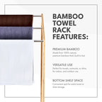 ToiletTree Products Bamboo Towel Rack Holder for Bathrooms (3 Tier) - Freestanding Beach Towel Stand with Towel Organizer