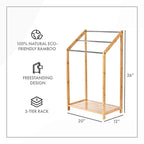 ToiletTree Products Bamboo Towel Rack Holder for Bathrooms (3 Tier) - Freestanding Beach Towel Stand with Towel Organizer