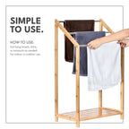 ToiletTree Products Bamboo Towel Rack Holder for Bathrooms (3 Tier) - Freestanding Beach Towel Stand with Towel Organizer