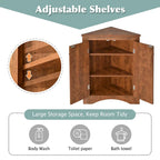 Triangle Bathroom Storage Cabinet with Adjustable Shelves,Freestanding Floor Cabinet for Home Kitchen