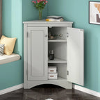Triangle Bathroom Storage Cabinet with Adjustable Shelves,Freestanding Floor Cabinet for Home Kitchen