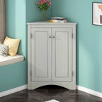 Triangle Bathroom Storage Cabinet with Adjustable Shelves,Freestanding Floor Cabinet for Home Kitchen