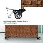 Laundry Hamper With Lid PE Rattan Powder Coating Frame Clothes Hampers with 02 Removable Bags, Wheels, 160L, Grey Color